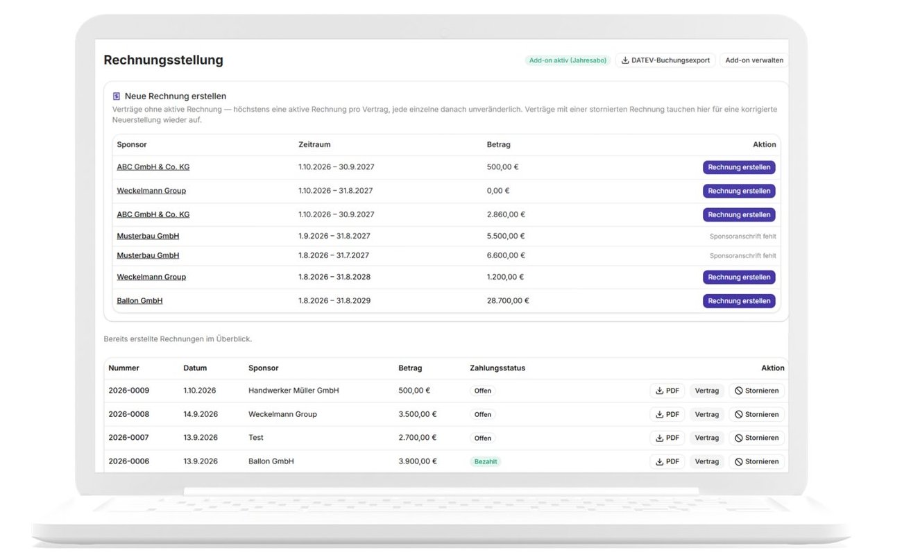 Rechnungs-Add-On: Rechnungsstellung mit PDF, Storno und DATEV-Export